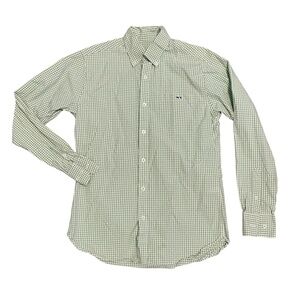 Fish Hippie Green Checkered Gingham Button Down Cotton Shirt Size S‎
